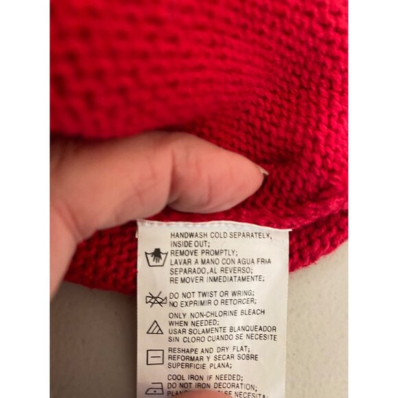 Victoria Jones Red Christmas Cardigan Sweater Sherpa Collar Beads Medium Petite - Picture 4 of 9